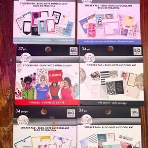 Happy Planner Mini Sticker Pad Lot - 6 Pads Mix - Fitness, Florals + More!